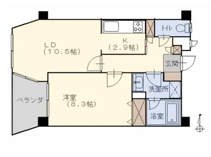 メイクスA棟(1LDK/2階)の間取り写真