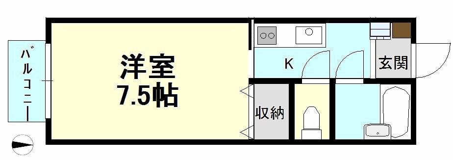 クレスト長町(1K/1階)の間取り写真