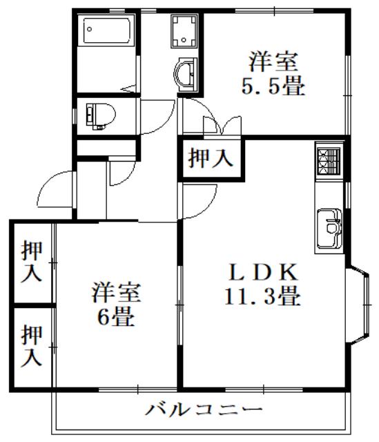 ビレッジ夢(2LDK/1階)の間取り写真