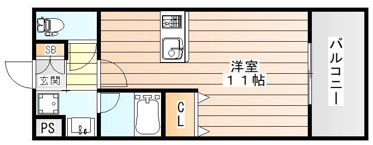 アバンティ淡路(ワンルーム/9階)の間取り写真