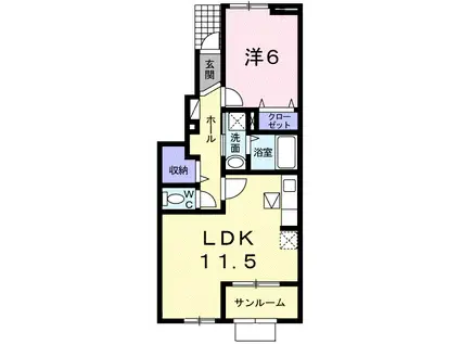 メビウス(1LDK/1階)の間取り写真