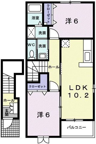 グランフォーレ近見2(2LDK/2階)の間取り写真