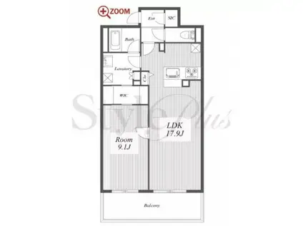 ロイヤルパークスERささしま(1LDK/12階)の間取り写真