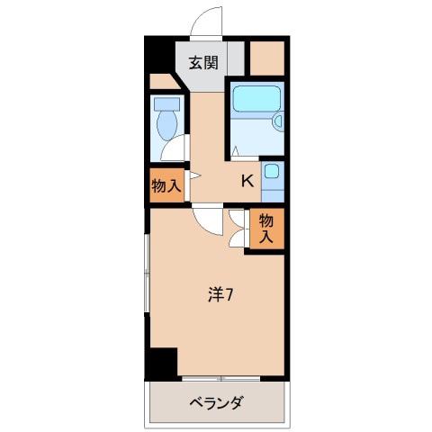 シティガーデン新通(1K/7階)の間取り写真