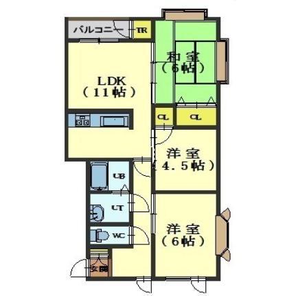 サンライズハイツ NO.1(3LDK/1階)の間取り写真