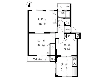 鶴甲コーポ8号棟(3LDK/5階)の間取り写真