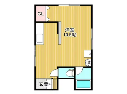 糸きんハウス(ワンルーム/2階)の間取り写真