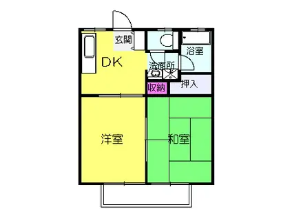 ハイツひまわりII(2DK/1階)の間取り写真