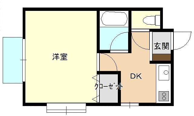 フラット・エム(1K/1階)の間取り写真