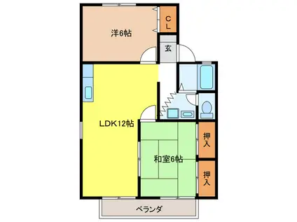 夏梅ビレッジA棟(2LDK/1階)の間取り写真
