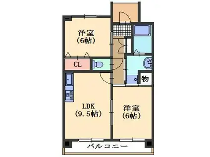 ラビングヴェール(2LDK/3階)の間取り写真