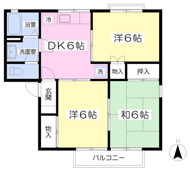 アトリエ参番館(3DK/2階)の間取り写真