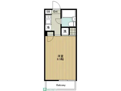 リバーハイム(ワンルーム/2階)の間取り写真