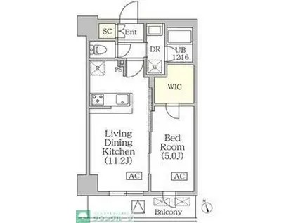 BRICK RESIDENCE 築地明石町(1LDK/8階)の間取り写真