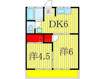 コーポサンシャイン(2DK/2階)の間取り写真