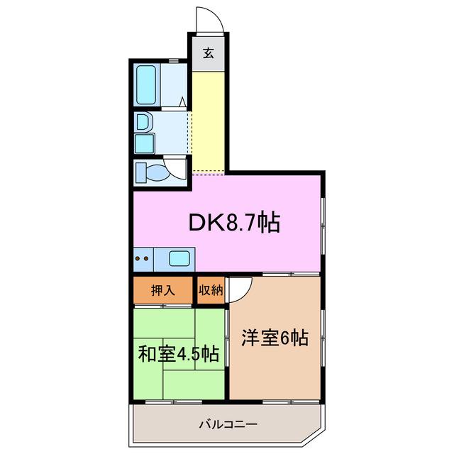 イーストヒル寺山(2DK/2階)の間取り写真
