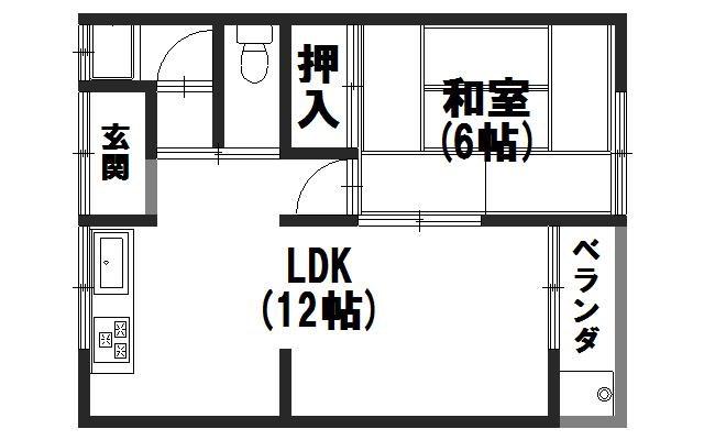 第1山本荘(1LDK/2階)の間取り写真