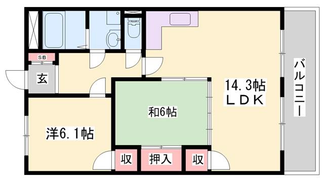 ハイツメロディ(2LDK/1階)の間取り写真