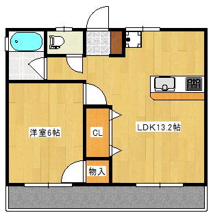 江島マンション(1LDK/3階)の間取り写真
