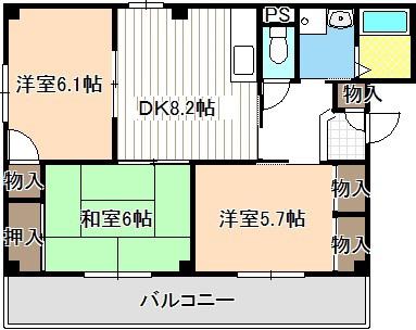 エスペラール明正(3LDK/3階)の間取り写真