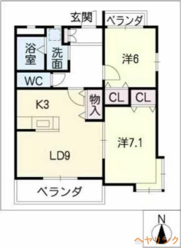 エピーメロン越水(2LDK/3階)の間取り写真