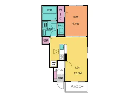 ヒカルサ松阪長月町(1LDK/1階)の間取り写真
