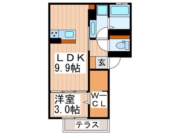 PEGACORN(1LDK/1階)の間取り写真