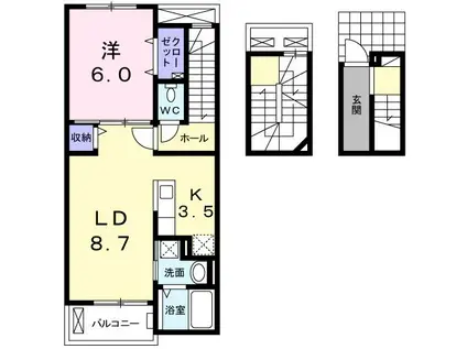 NEO CASA(1LDK/3階)の間取り写真