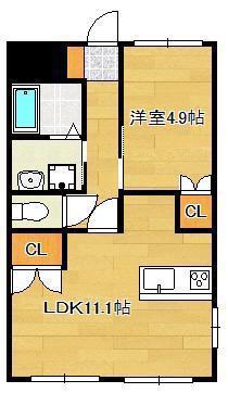 プランドール・アムール SY(1LDK/1階)の間取り写真