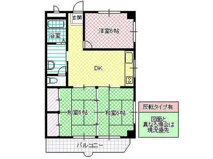 黒澤ビル(3DK/6階)の間取り写真