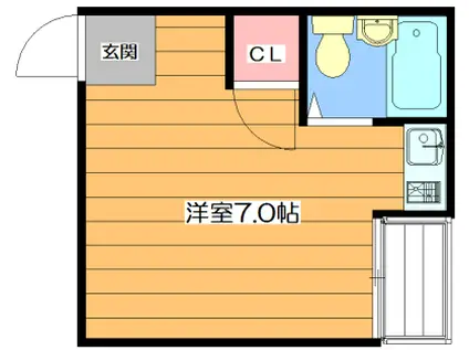 あかつきマンション(ワンルーム/2階)の間取り写真