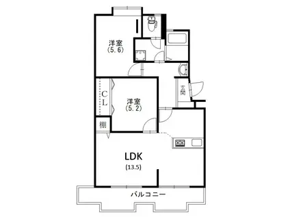 エクシード中沢(2LDK/2階)の間取り写真