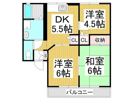 シティハイムレトア中央 A・B(3DK/2階)の間取り写真
