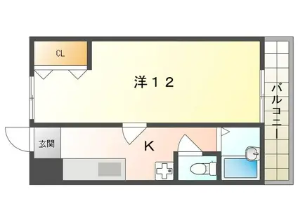 レジデンストモエ(1K/3階)の間取り写真