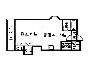 ドリーミーハイム(1DK/4階)の間取り写真