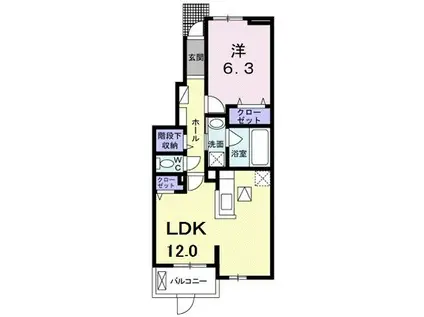 グレイス牛川(1LDK/1階)の間取り写真