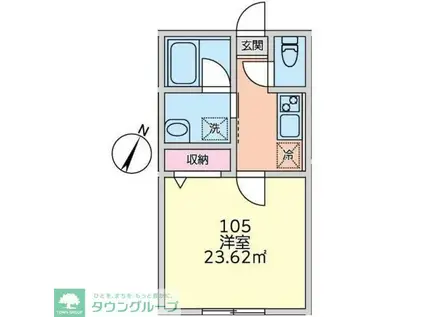 セレーノ前原(1K/1階)の間取り写真