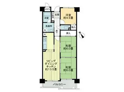 ライオンズマンション西明石北(3LDK/3階)の間取り写真