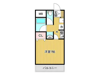 グランディール壱番館(1K/6階)の間取り写真