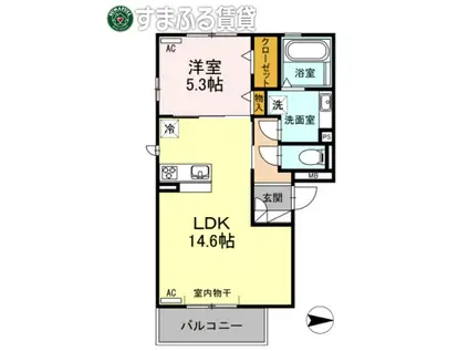 ルーピン(1LDK/2階)の間取り写真