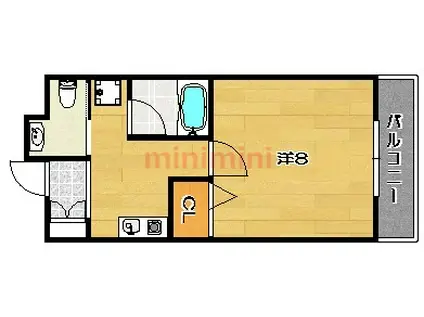 グランベール京口(1K/4階)の間取り写真