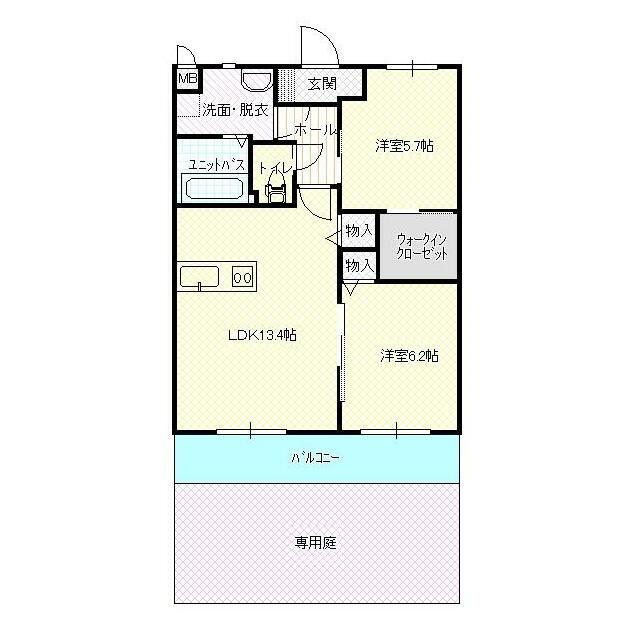 エスペランサ(2LDK/1階)の間取り写真