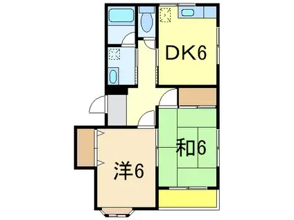 スプリングハイツ(2DK/2階)の間取り写真