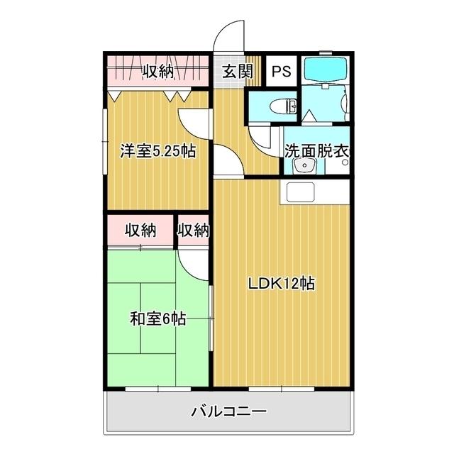 サウスレイク(2LDK/1階)の間取り写真