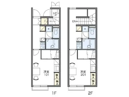 レオパレスはぴねす横尾(1K/2階)の間取り写真