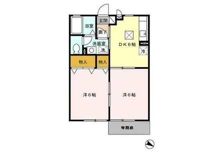 クローバーハイツ(2DK/1階)の間取り写真