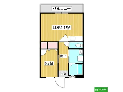 ブルーガーデンオオミチ(1LDK/3階)の間取り写真