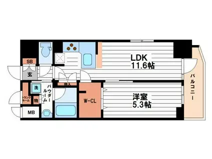 エステムコート上本町IIイデアル(1LDK/9階)の間取り写真