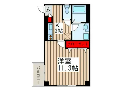 JR武蔵野線 東川口駅 徒歩7分 3階建 築19年(1K/2階)の間取り写真