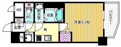 プレサンス大阪ゲートシティ(1K/12階)の間取り写真